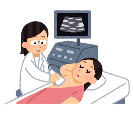 乳腺エコー検査のイラスト